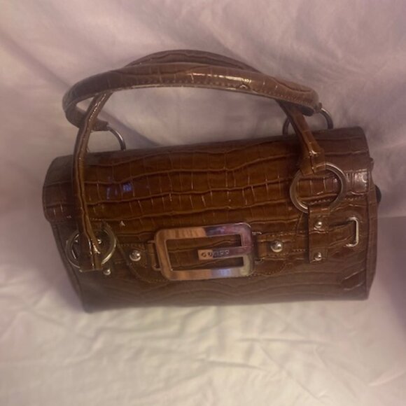 GUESS embossed crocodile brown shoulder bag - Picture 1 of 7